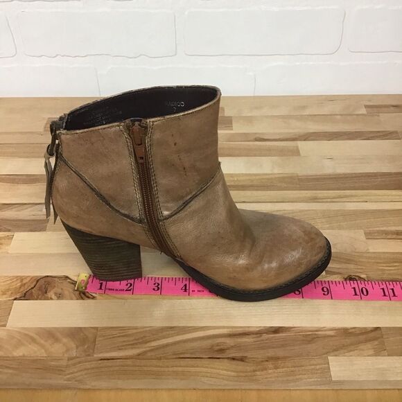 STEVE Madden leather ankle boots southwestern look cowboy size 7 tan brown rodeo - Picture 13 of 16